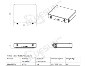 Bluesun Solar BSM48200W – Pin Lithium Treo Tường 51.2V 200Ah